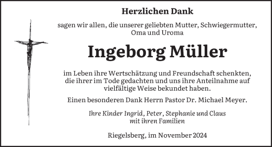 Traueranzeige von Ingeborg Müller von saarbruecker_zeitung