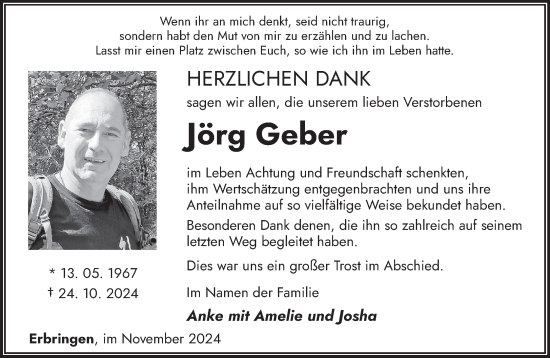 Traueranzeige von Jörg Geber von saarbruecker_zeitung