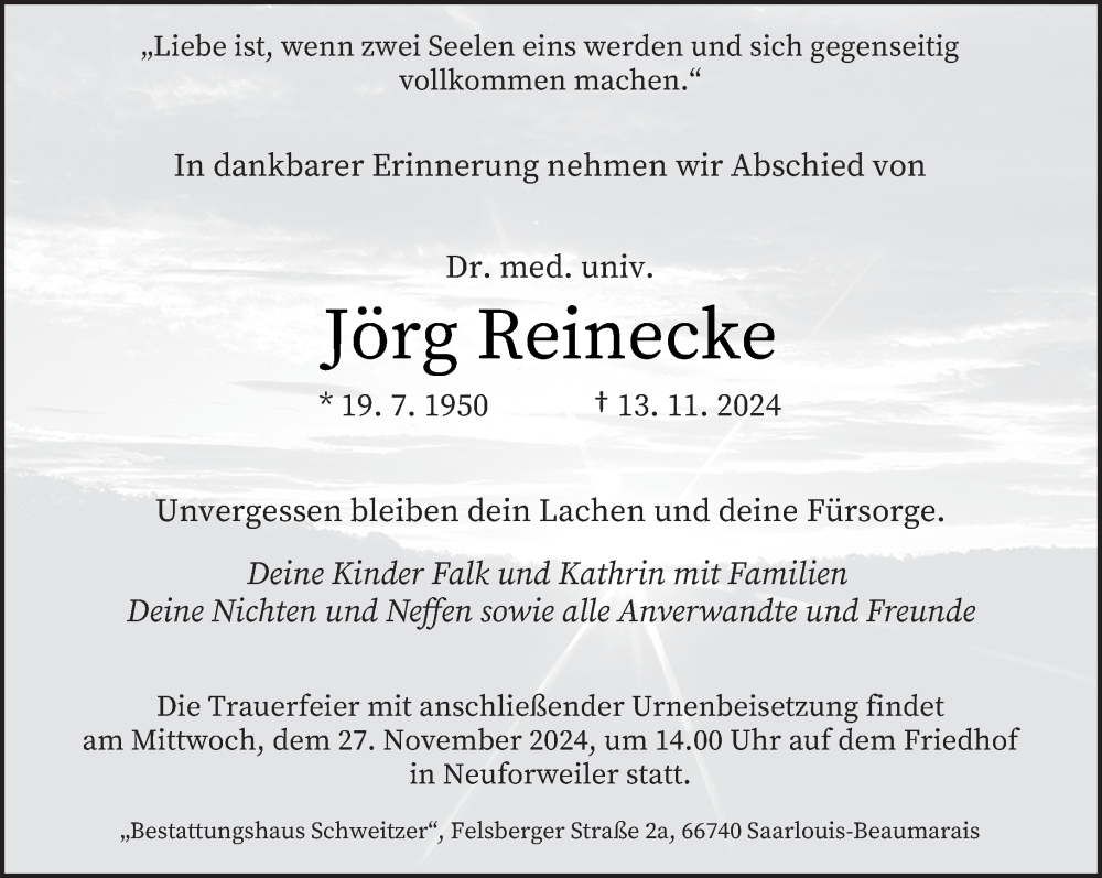  Traueranzeige für Jörg Reinecke vom 20.11.2024 aus saarbruecker_zeitung