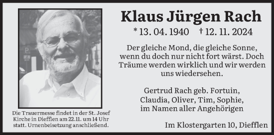 Traueranzeige von Klaus Jürgen Rach von saarbruecker_zeitung