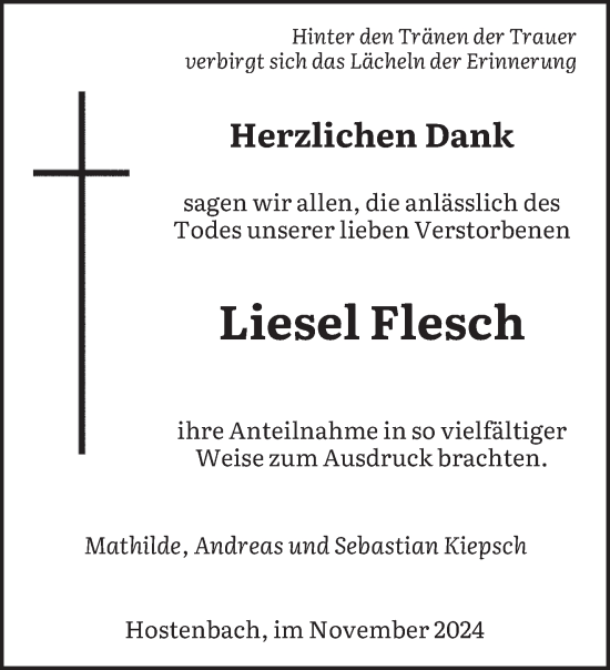 Traueranzeige von Liesel Flesch von saarbruecker_zeitung