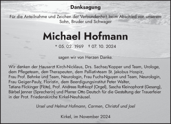 Traueranzeige von Michael Hofmann von saarbruecker_zeitung