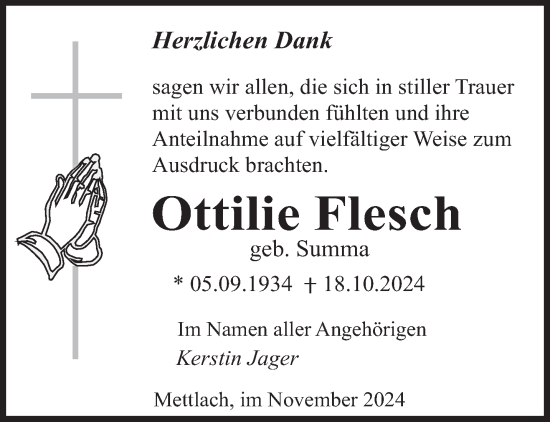 Traueranzeige von Ottilie Flesch von saarbruecker_zeitung