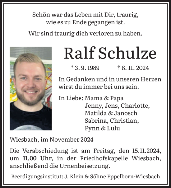 Traueranzeige von Ralf Schulze von saarbruecker_zeitung