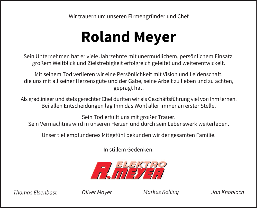  Traueranzeige für Roland Meyer vom 16.11.2024 aus saarbruecker_zeitung