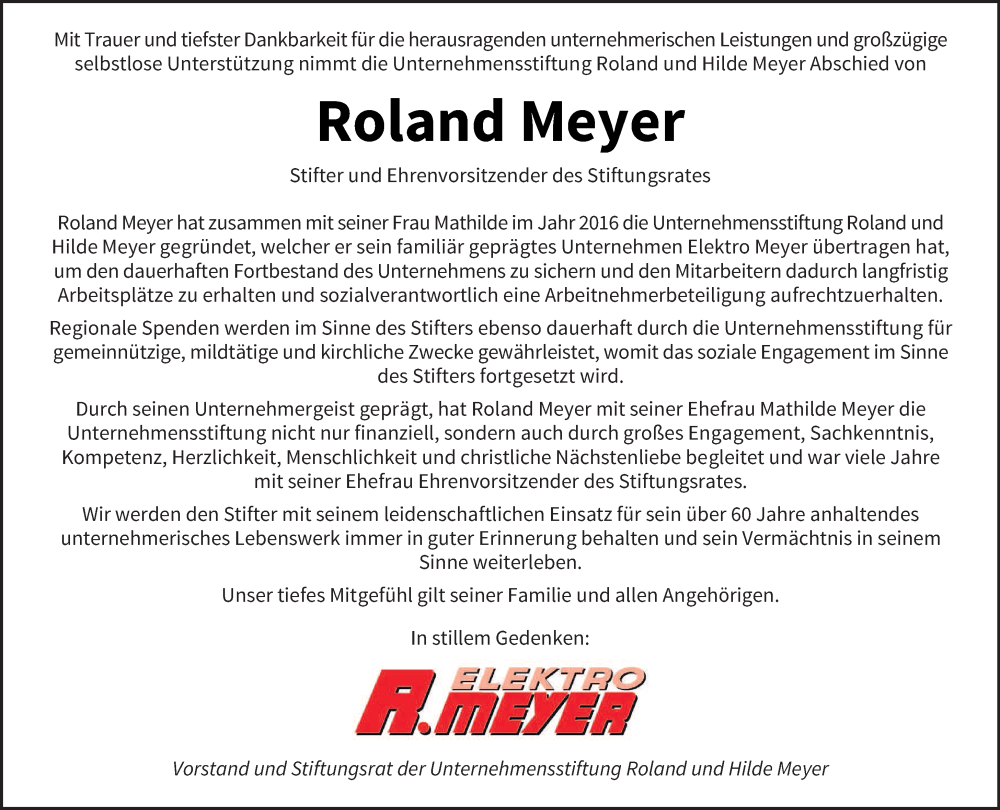  Traueranzeige für Roland Meyer vom 16.11.2024 aus saarbruecker_zeitung