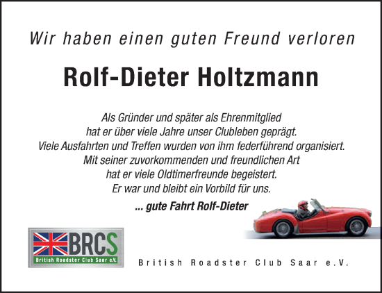 Traueranzeige von Rolf-Dieter Holtzmann von saarbruecker_zeitung