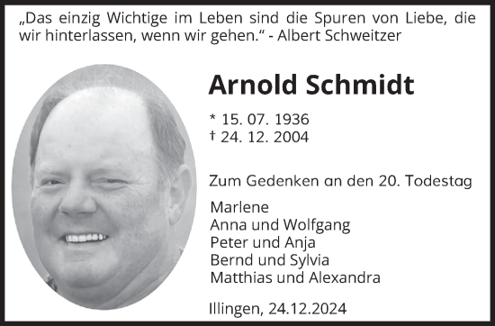 Traueranzeige von Arnold Schmidt von saarbruecker_zeitung