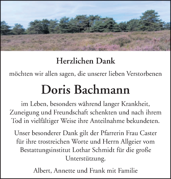 Traueranzeige von Doris Bachmann von saarbruecker_zeitung