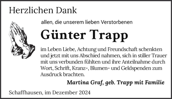 Traueranzeige von Günter Trapp von saarbruecker_zeitung