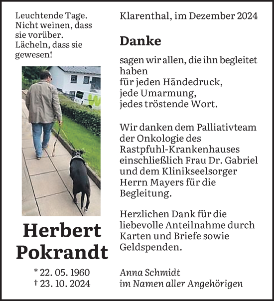 Traueranzeige von Herbert Pokrandt von saarbruecker_zeitung