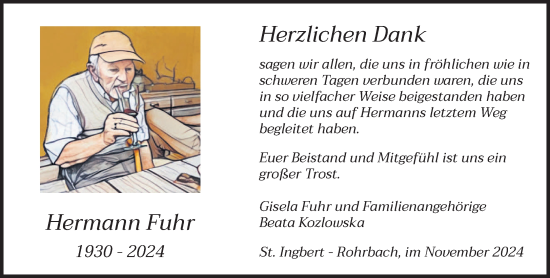 Traueranzeige von Hermann Fuhr von saarbruecker_zeitung