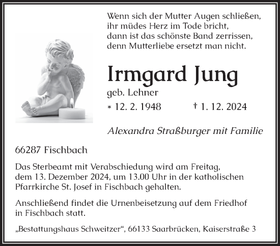 Traueranzeige von Irmgard Jung von saarbruecker_zeitung