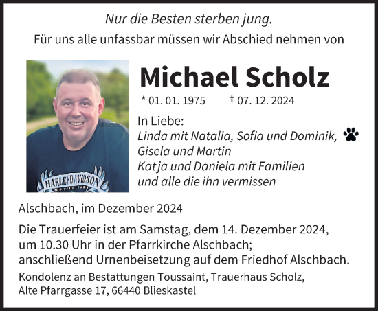 Traueranzeige von Michael Scholz von saarbruecker_zeitung