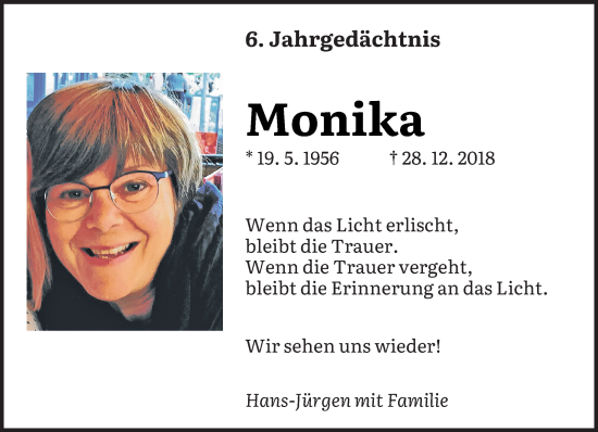 Traueranzeige von Monika  von saarbruecker_zeitung