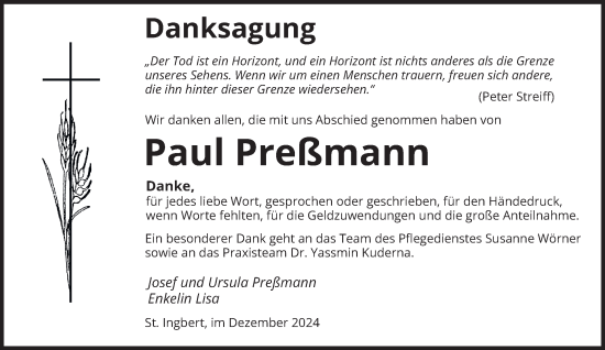 Traueranzeige von Paul Preßmann von saarbruecker_zeitung