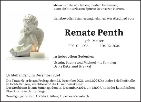 Traueranzeige von Renate Penth von saarbruecker_zeitung