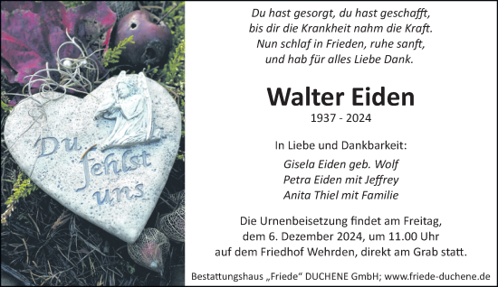 Traueranzeige von Walter Eiden von saarbruecker_zeitung