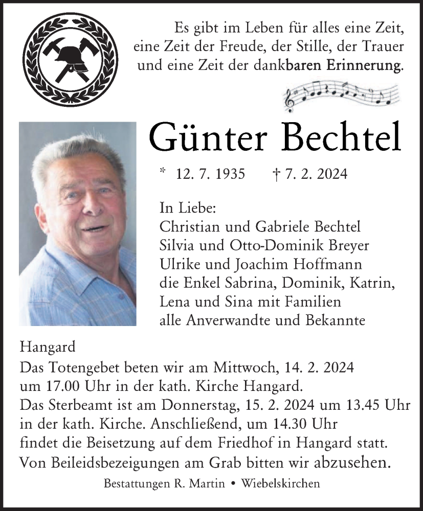  Traueranzeige für Günter Bechtel vom 10.02.2024 aus saarbruecker_zeitung