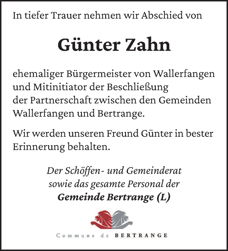  Traueranzeige für Günter Zahn vom 10.02.2024 aus saarbruecker_zeitung