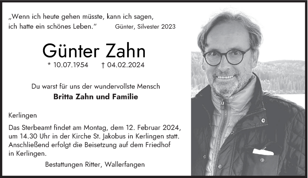  Traueranzeige für Günter Zahn vom 10.02.2024 aus saarbruecker_zeitung