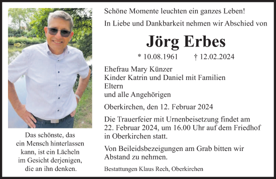 Traueranzeige von Jörg Erbes von saarbruecker_zeitung