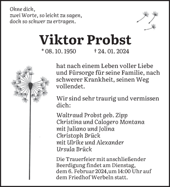 Traueranzeige von Viktor Probst von saarbruecker_zeitung