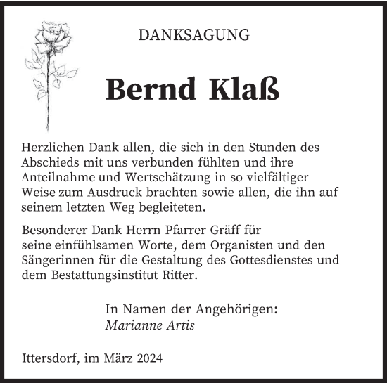 Traueranzeige von Bernd Klaß von saarbruecker_zeitung