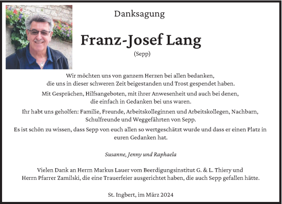 Traueranzeige von Franz-Josef Lang von saarbruecker_zeitung