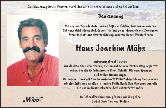 Traueranzeige von Hans Joachim Möbs von saarbruecker_zeitung