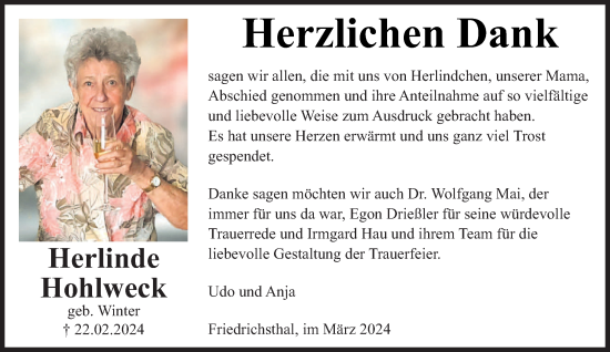 Traueranzeige von Herlinde Hohlweck von saarbruecker_zeitung