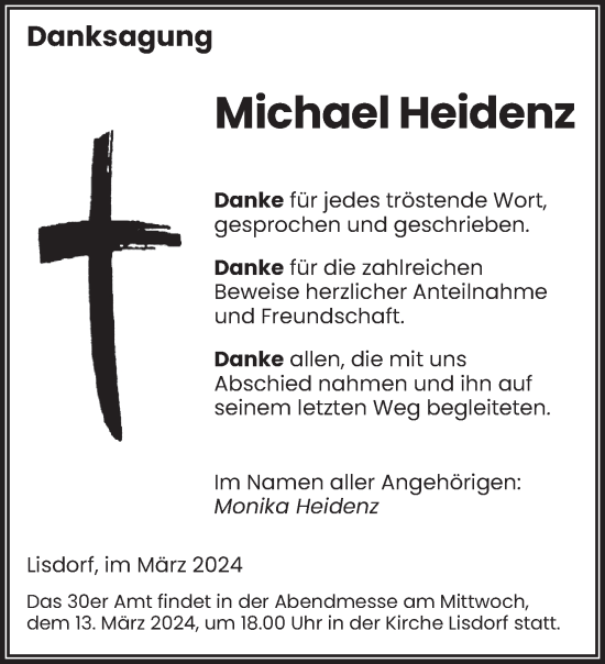 Traueranzeige von Michael Heidenz von saarbruecker_zeitung