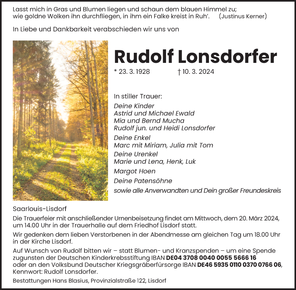  Traueranzeige für Rudolf Lonsdorfer vom 16.03.2024 aus saarbruecker_zeitung