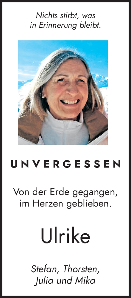 Traueranzeige von Ulrike  von saarbruecker_zeitung