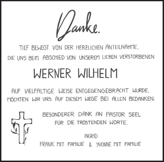 Traueranzeige von Werner Wilhelm von saarbruecker_zeitung