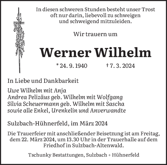 Traueranzeige von Werner Wilhelm von saarbruecker_zeitung