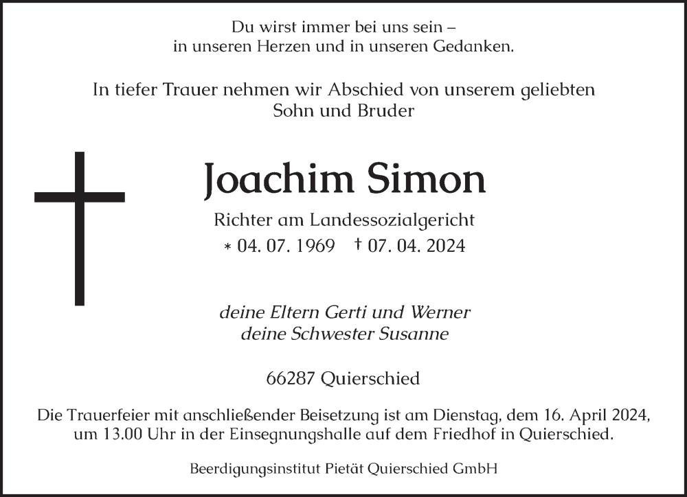  Traueranzeige für Joachim Simon vom 13.04.2024 aus saarbruecker_zeitung