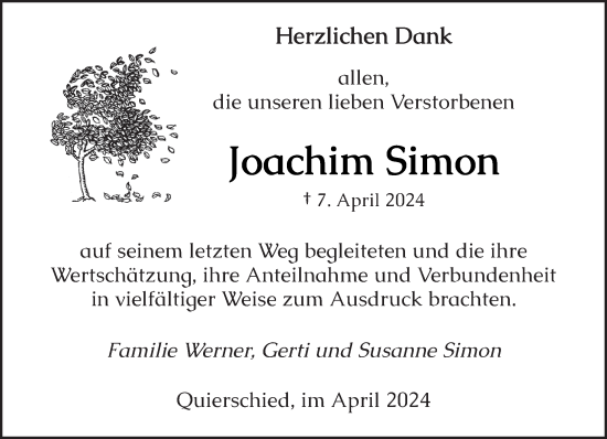 Traueranzeige von Joachim Simon von saarbruecker_zeitung