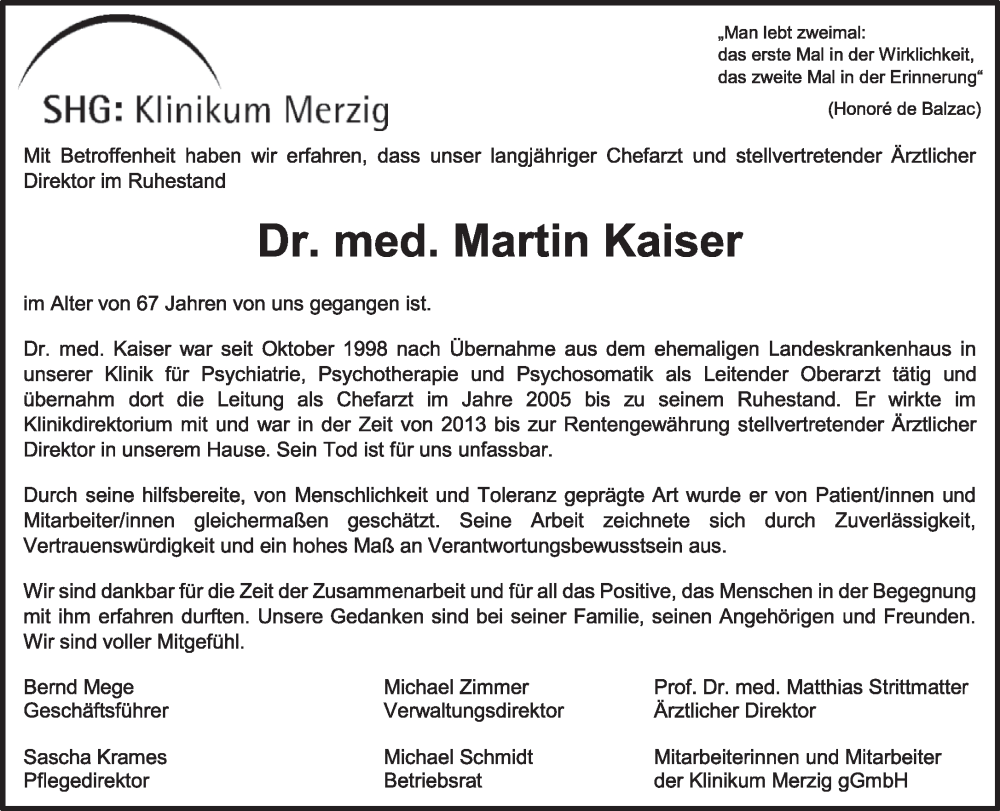  Traueranzeige für Martin Kaiser vom 27.04.2024 aus saarbruecker_zeitung