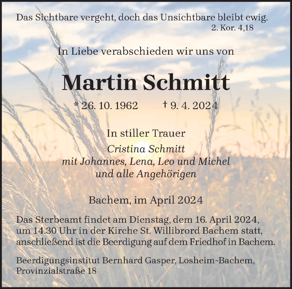  Traueranzeige für Martin Schmitt vom 13.04.2024 aus saarbruecker_zeitung