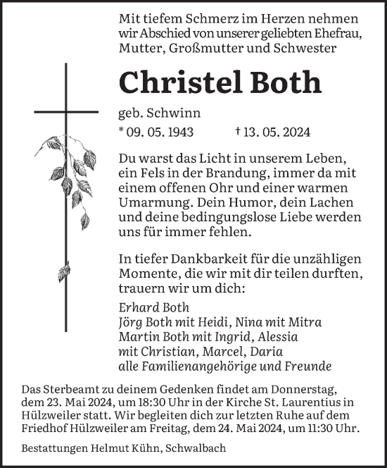 Traueranzeige von Christel Both von saarbruecker_zeitung