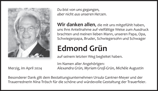 Traueranzeige von Edmond Grün von saarbruecker_zeitung