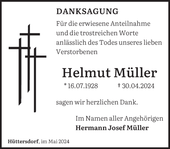 Traueranzeige von Helmut Müller von saarbruecker_zeitung