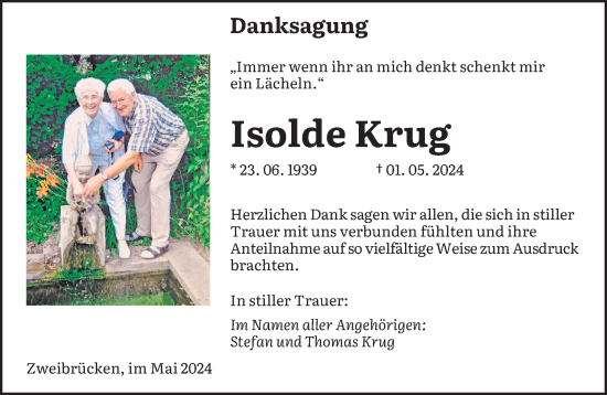 Traueranzeige von Isolde Krug von saarbruecker_zeitung