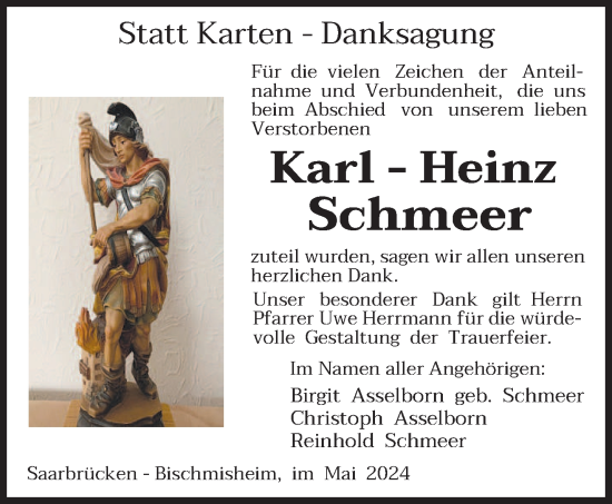 Traueranzeige von Karl-Heinz Schmeer von saarbruecker_zeitung