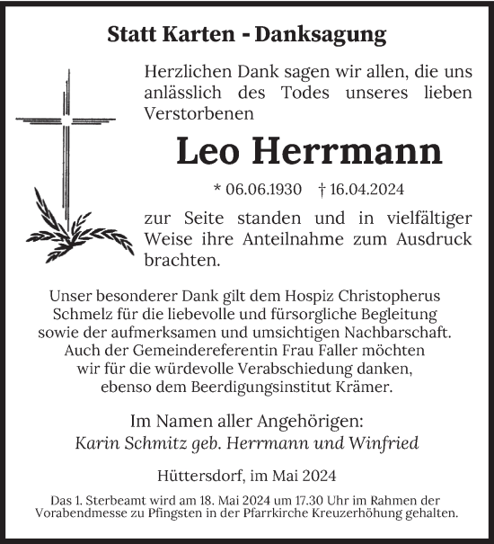 Traueranzeige von Leo Herrmann von saarbruecker_zeitung