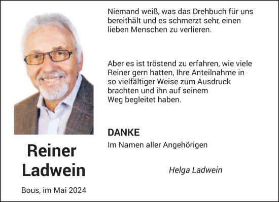 Traueranzeige von Reiner Ladwein von saarbruecker_zeitung