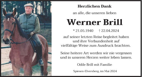 Traueranzeige von Werner Brill von saarbruecker_zeitung