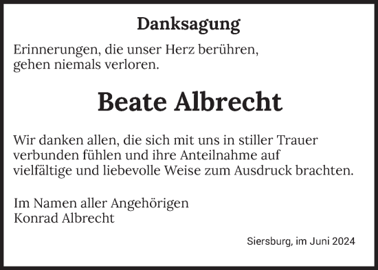 Traueranzeige von Beate Albrecht von saarbruecker_zeitung