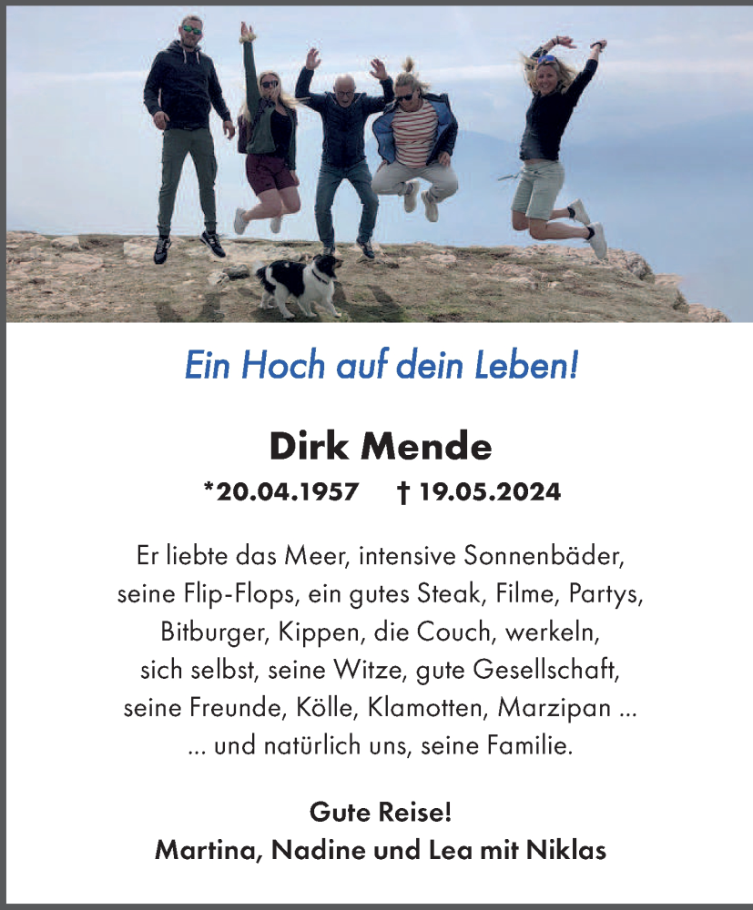  Traueranzeige für Dirk Mende vom 01.06.2024 aus saarbruecker_zeitung